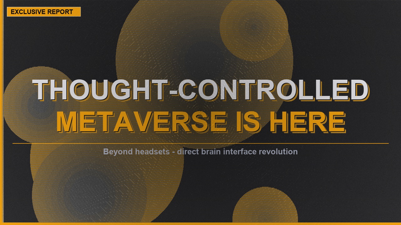 A detailed, scientific visualization of neural signals flowing from a brain into a complex, glowing digital network.