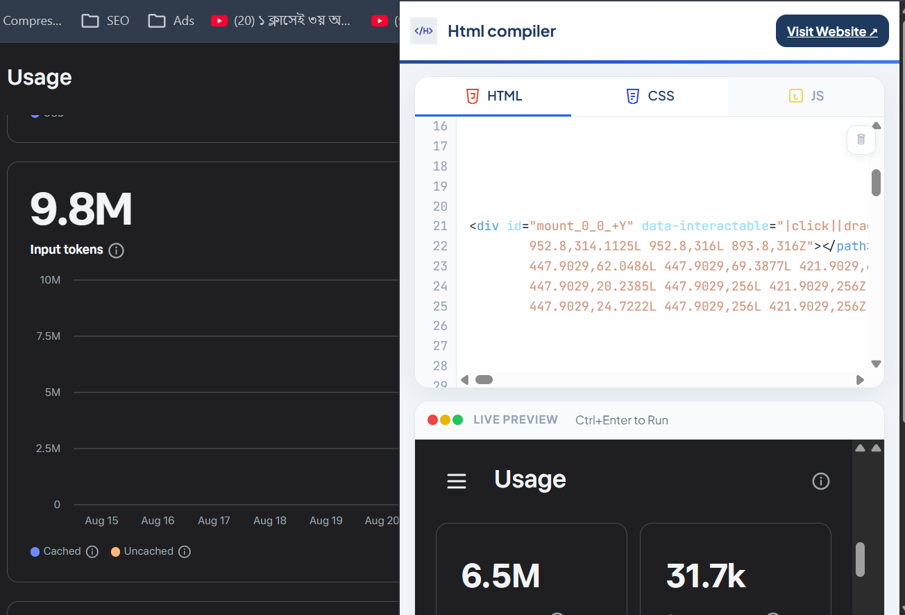 Html Compiler fullpage editor with HTML tab